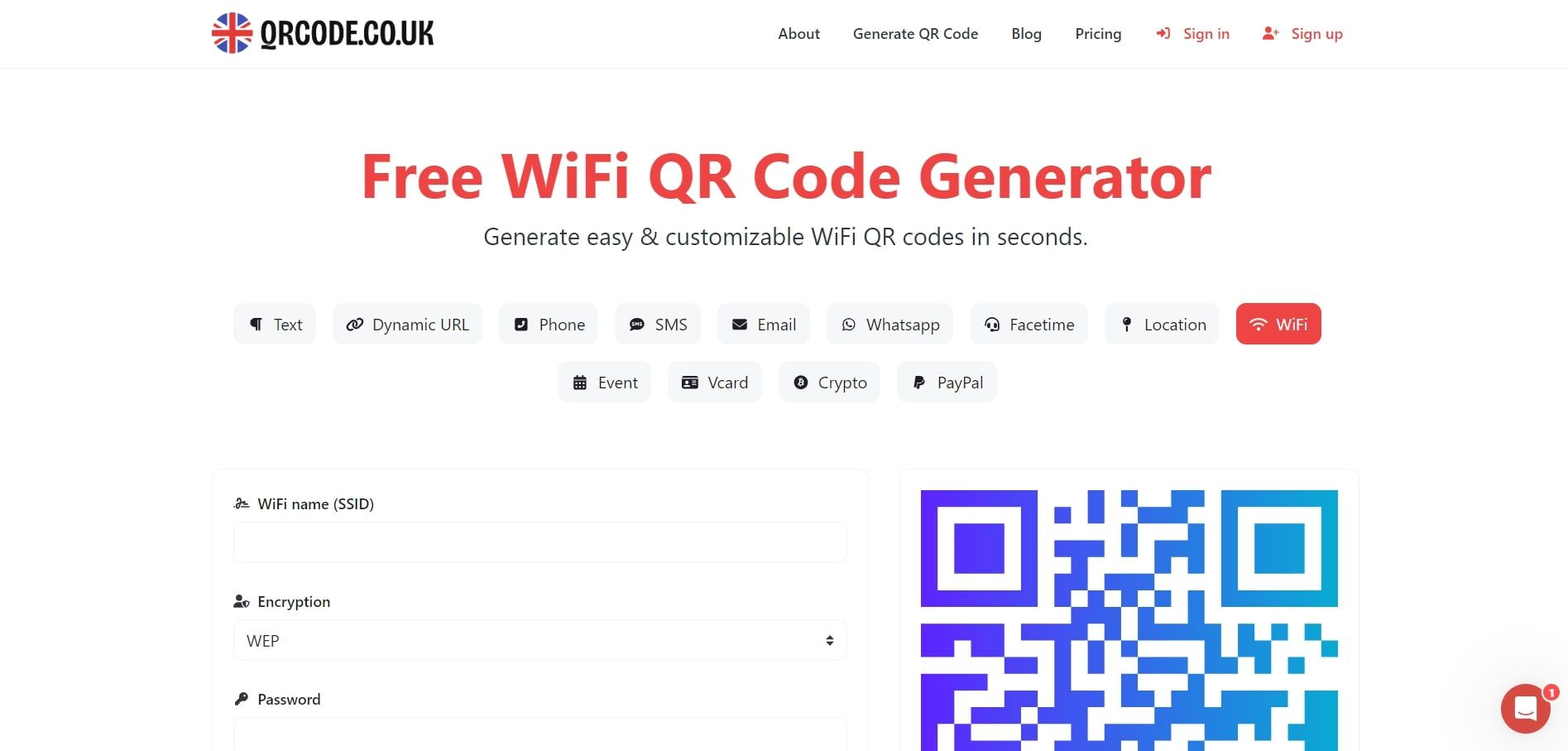 Wifi QR Code Generator