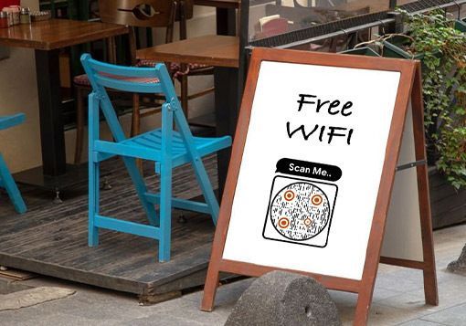 Wifi QR Code at Entrance of Cafe