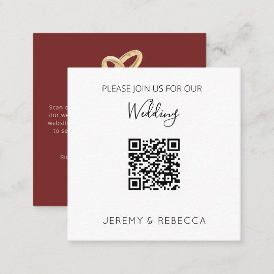 modern design of a wedding invitation with a QR code