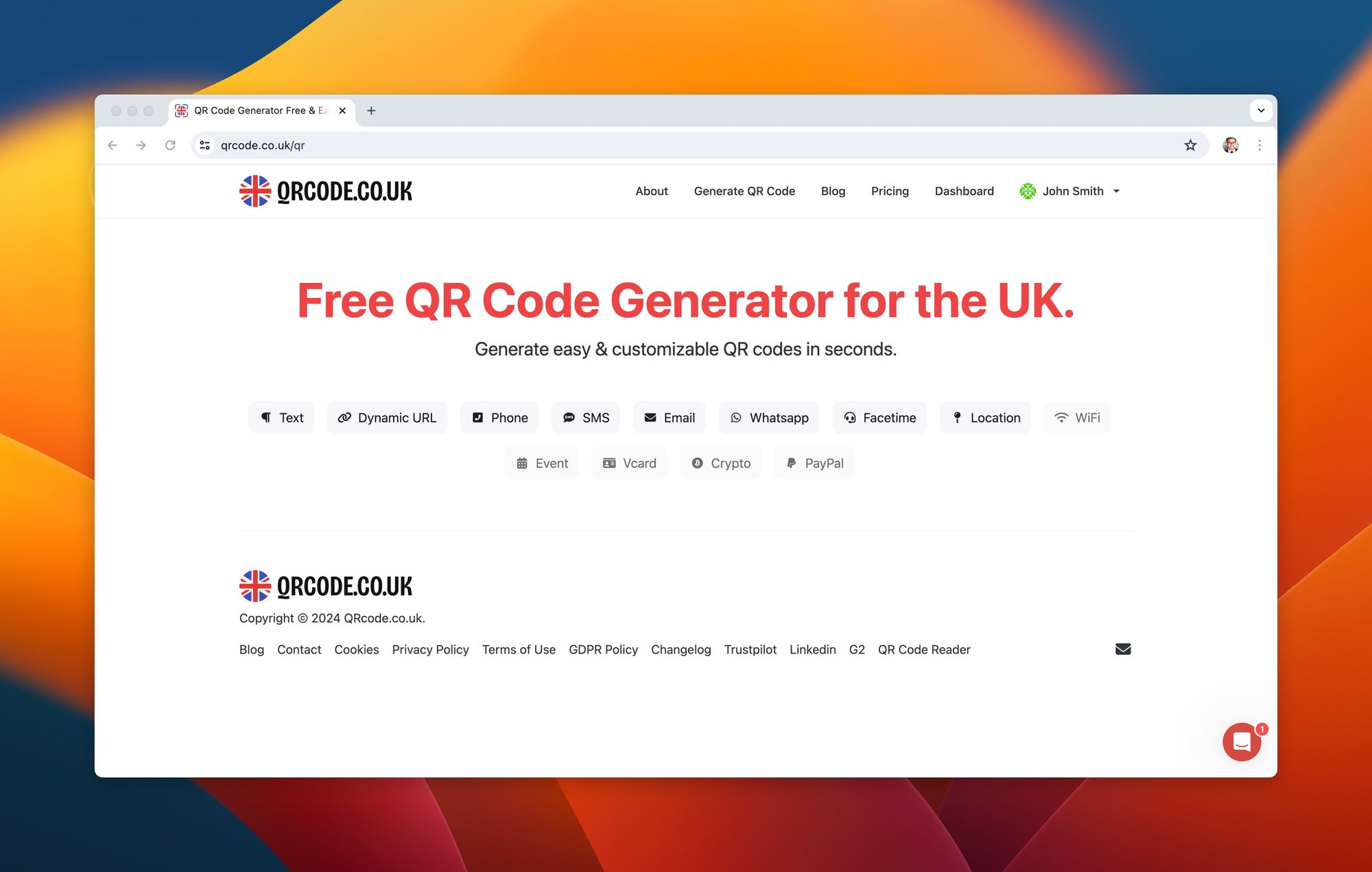 QR Code Generating with QRcode.co.uk
