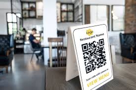 QR Code on a Table Tent in a Restaurant