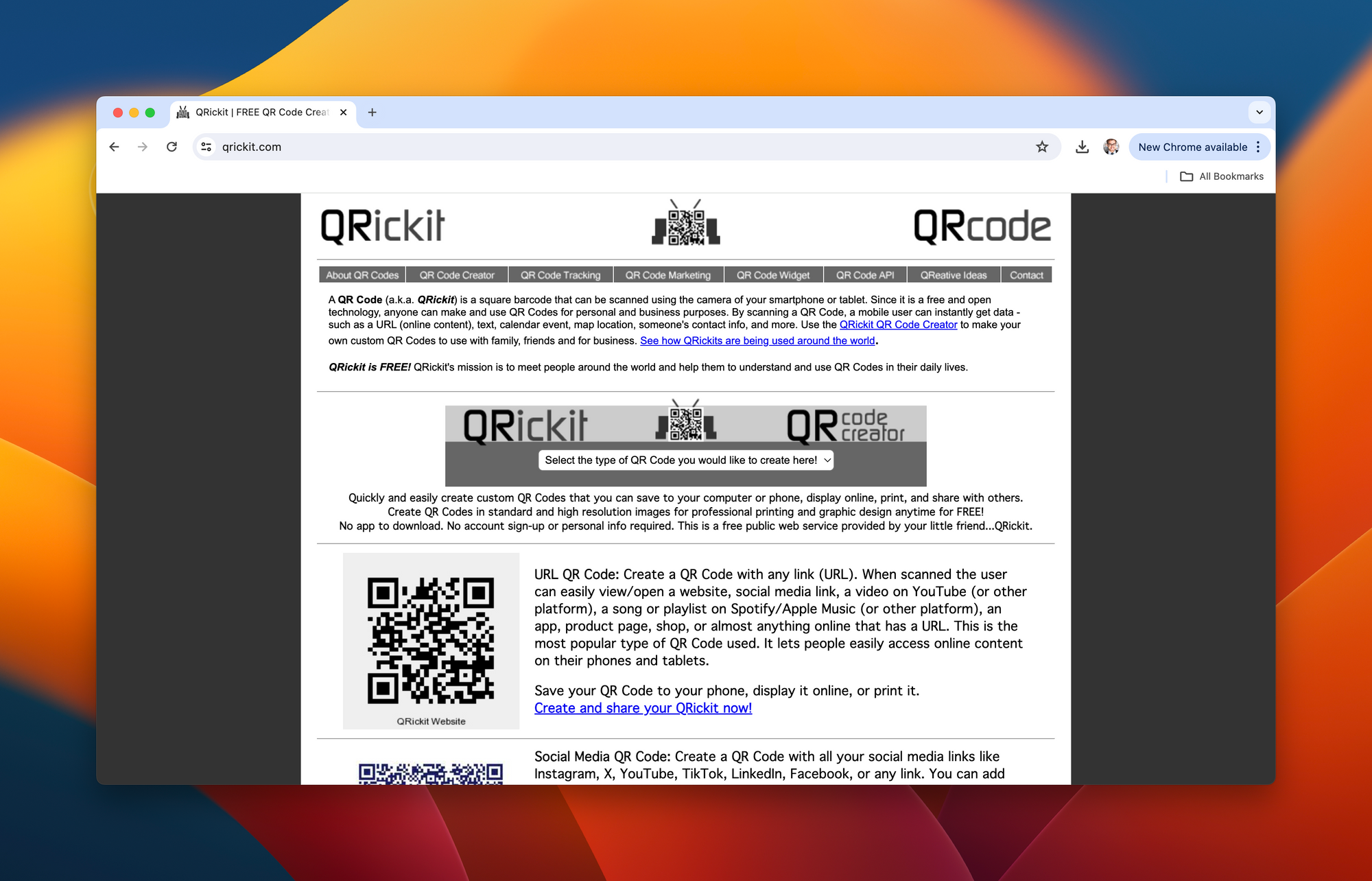 qrickit homepage