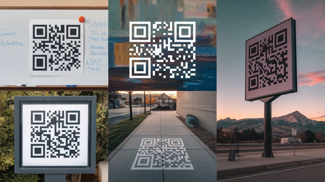 Graphics or real-world images showing each use case of dynamic QR codes