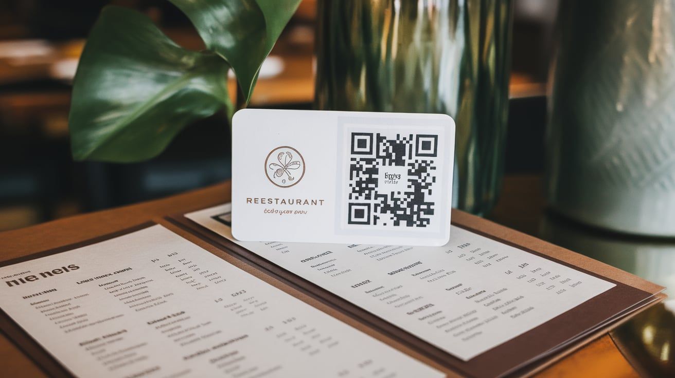 branded QR code on a restaurant table or promotional material