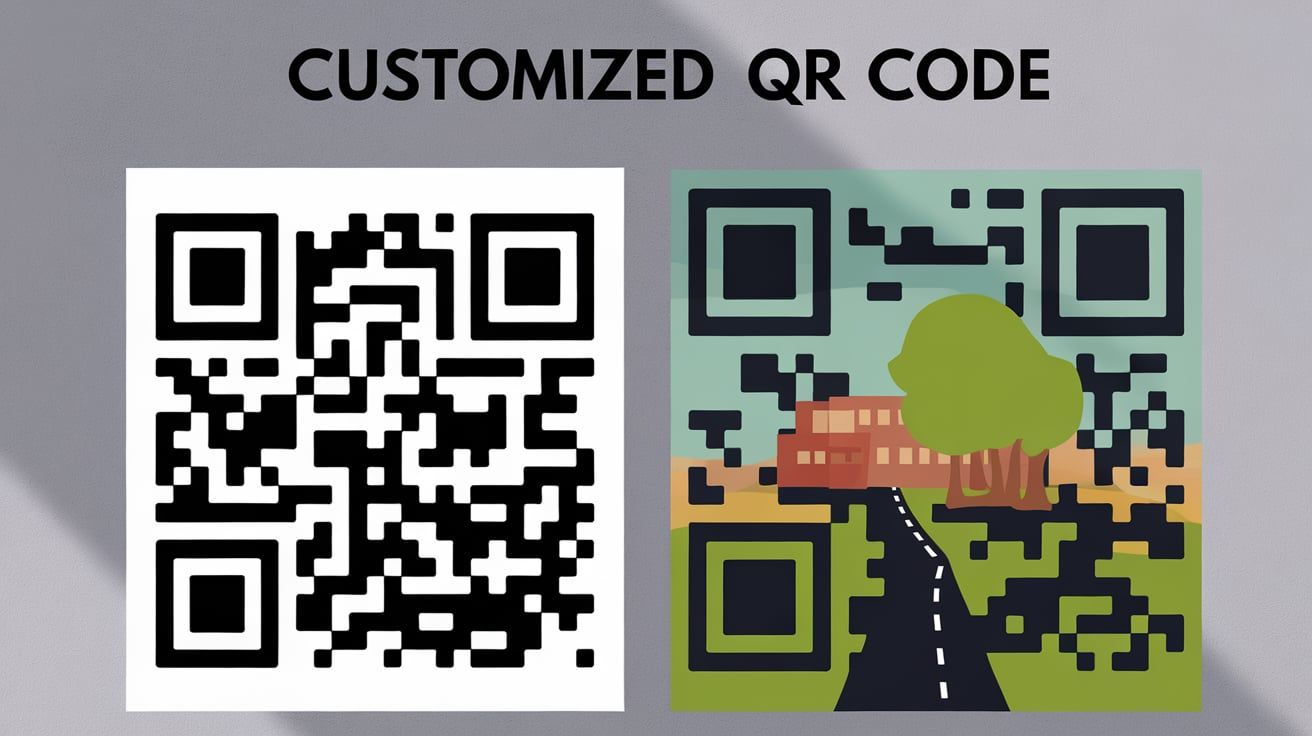 customized QR code beside a default one, showing the difference