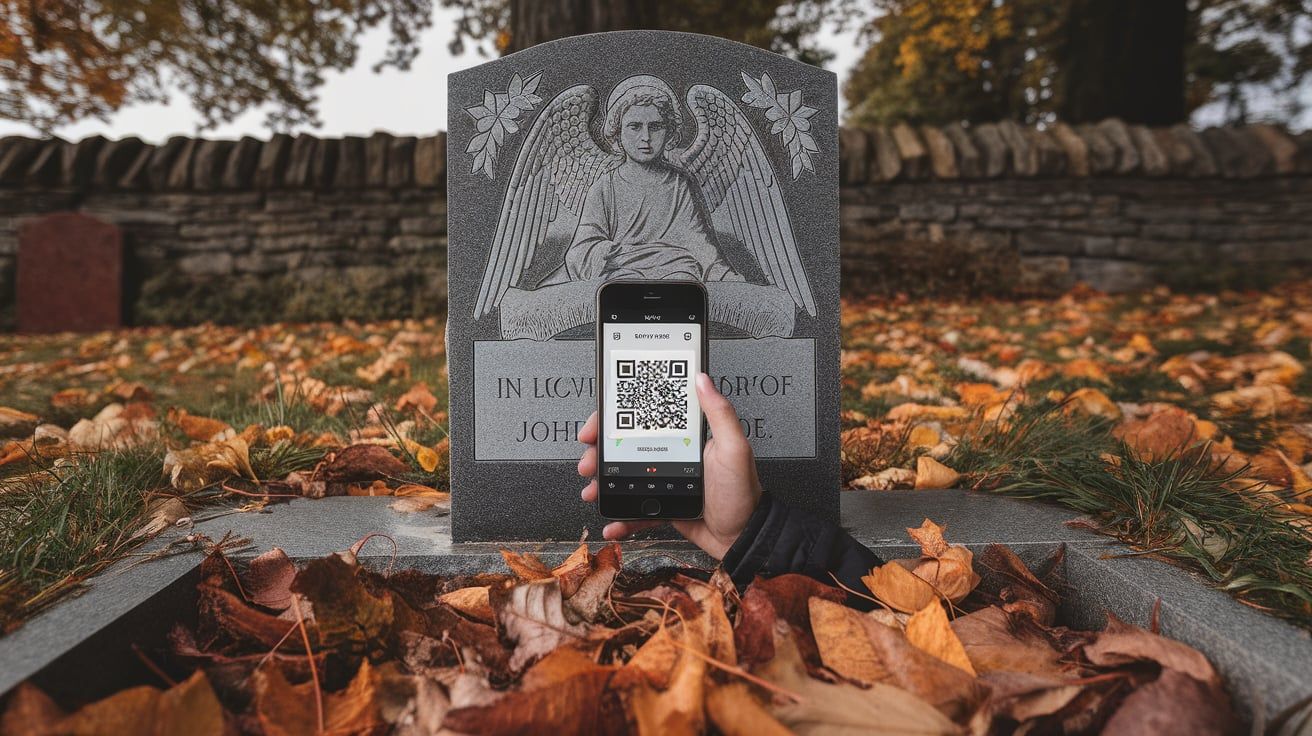 scanning the QR code with a smartphone leads to digital content