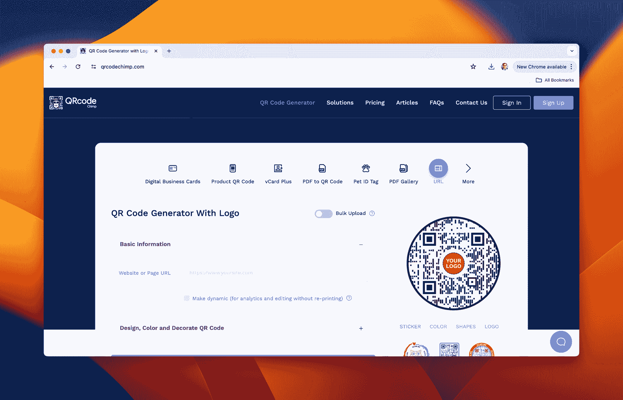 qr code chimp homepage