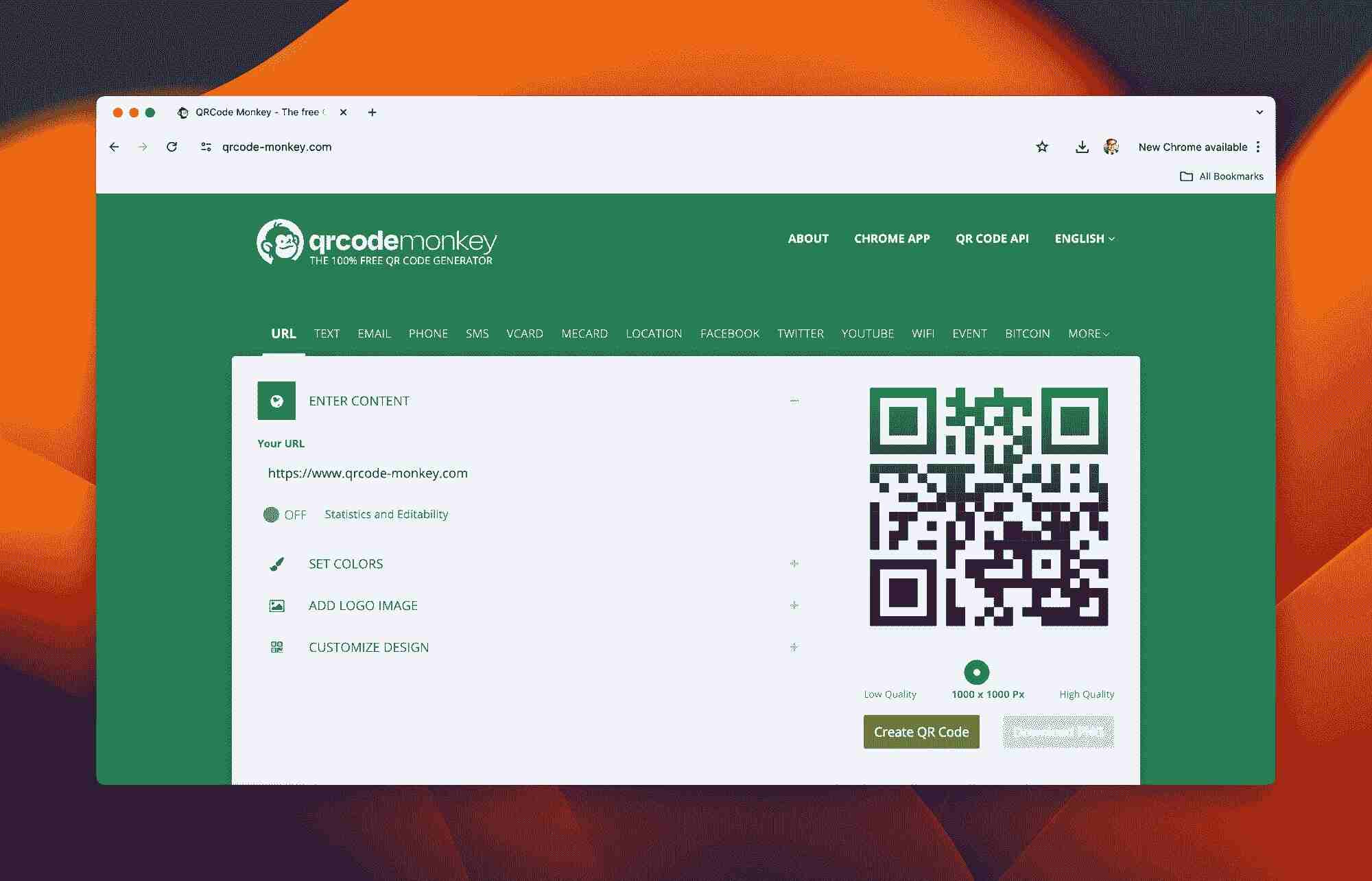 QR Code Monkey Homepage