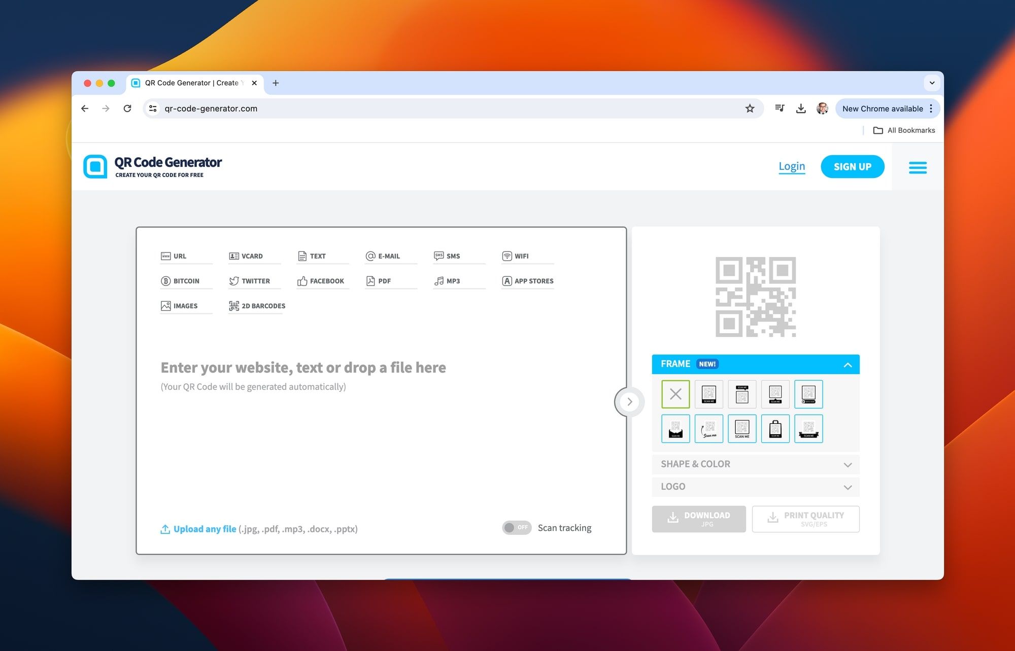 QR code generator pro homepage