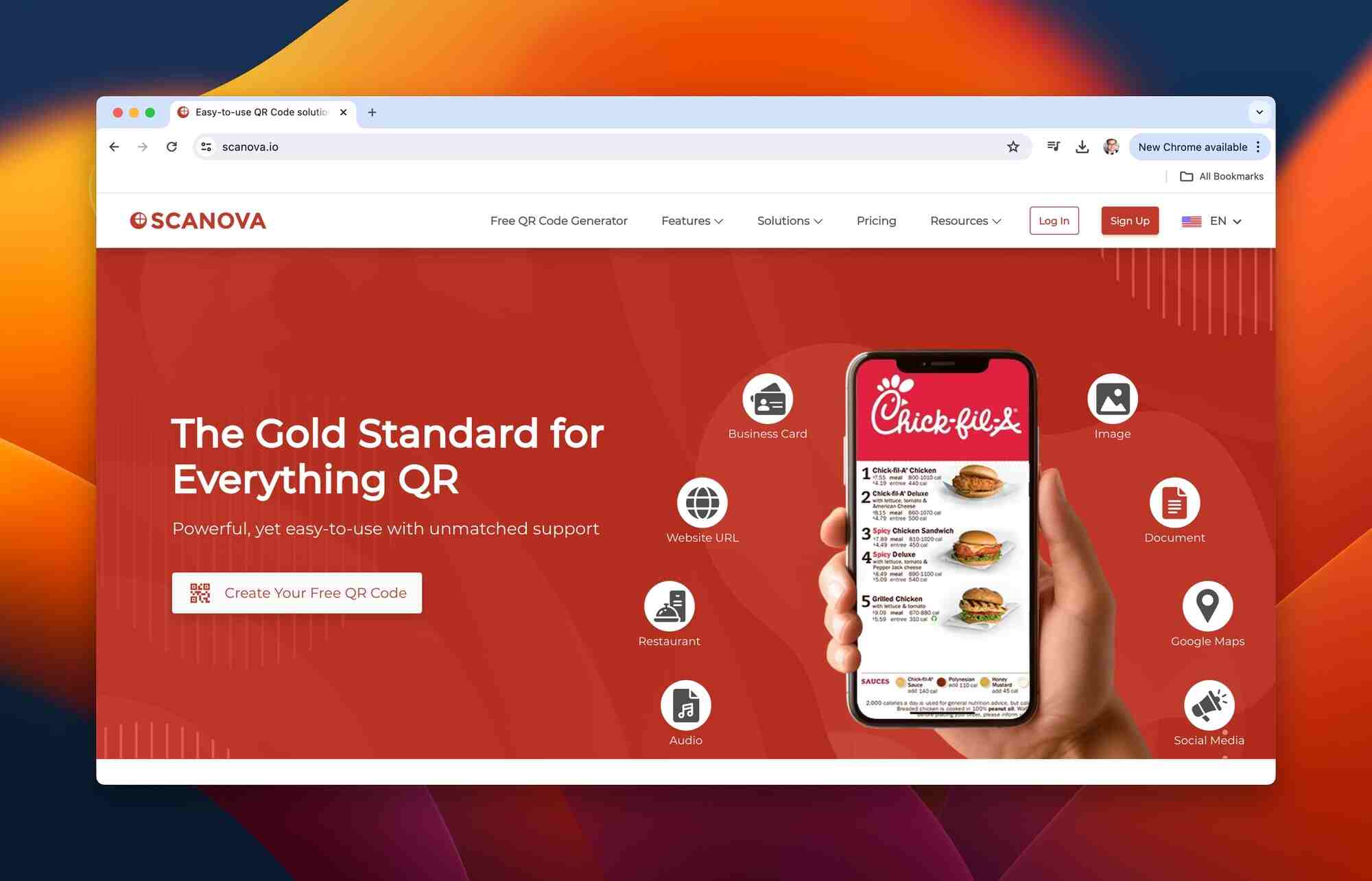 Scanova QR Code Generator Homepage