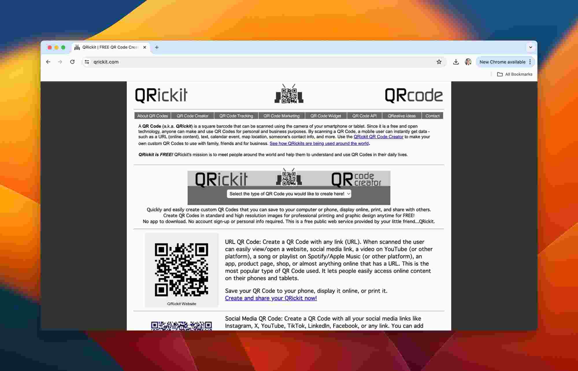 qrickit homepage